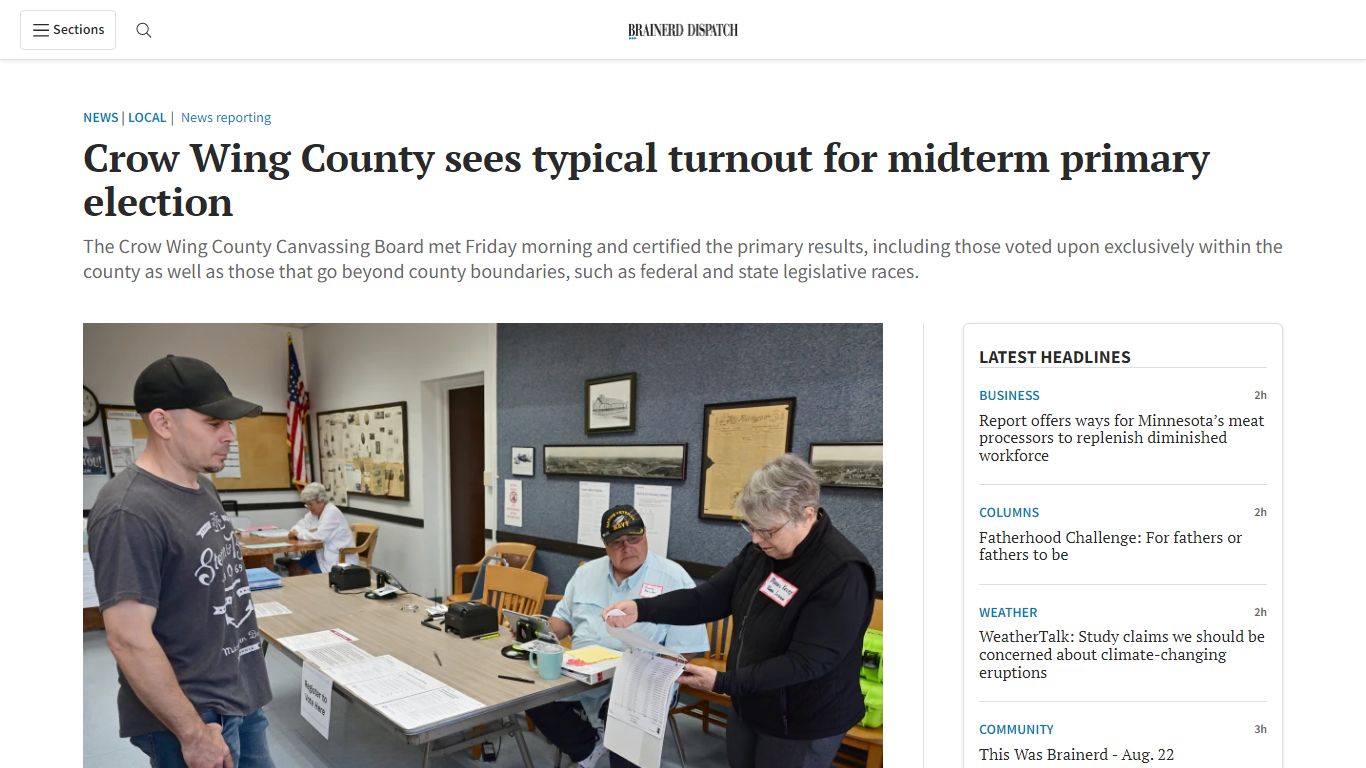 Crow Wing County sees typical turnout for midterm primary election ...